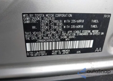 2024 Toyota Bz4X Xle z USA, uszkodzony, nr VIN JTMABACAXRA087695